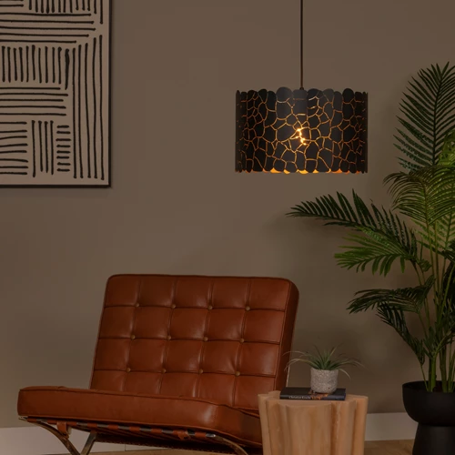 Lucide ALMELO - Suspension - Ø 40 cm - 1xE27 - Noir - ambiance 1